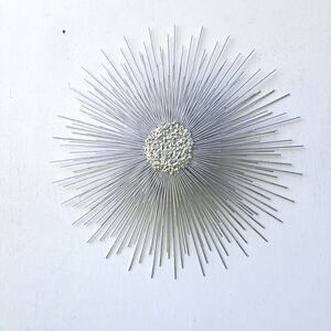 Nickle Sunburst Wall Sculpture Copper And Brass Silver Center And Tips
